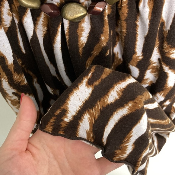 J.T.B Tunic Tank Top Cheetah Print Y2K Vintage Women’s Size Small Beaded Brown - Picture 5 of 8